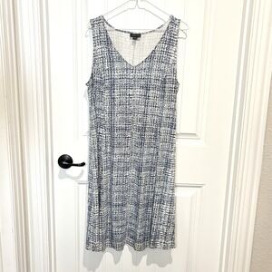 J. Jill Wearever Collection Dress Size Med Maxi Sleeveless Tank Blue White